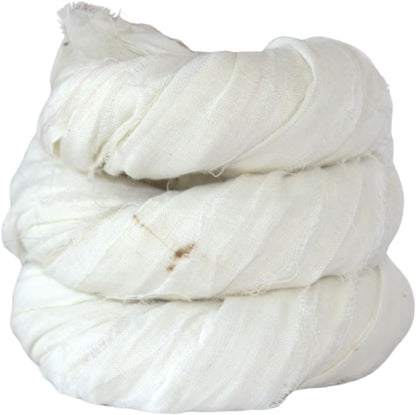 Knitsilk Poly Cotton Ribbon Yarn – Natural White, 22 Yards (45 g) – Lightweight Craft Yarn for Knitting, Crochet & Crafts