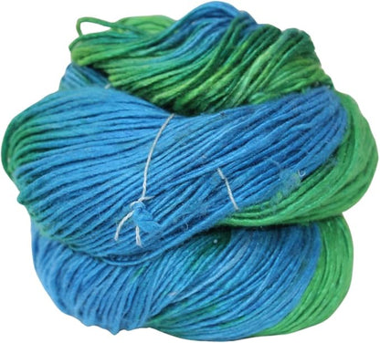 Knitsilk 100% Recycled and Hand-Dyed Silk Roving Worsted Yarn, Luxurious & Soft Silk Roving | Ideal for Knitting, Crocheting, Crafting | Smooth Texture & Fabulous Color.(100 gm-225 Yards,Reykjavik)
