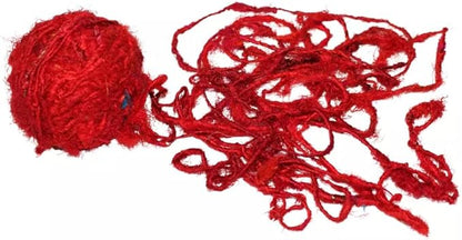 Knitsilk Regular Recycled Sari Silk Yarn - Red, 100 Grams (50-70 Yards) | Soft, Eco-Friendly Craft Yarn