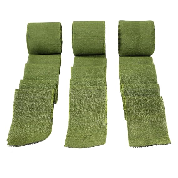 Knitsilk Luxurious Dupioni Satin Ribbon (1.5 "x 7yds x 3count),Dark green  Ribbon Set for Gift Wrapping, Decorating Bouquet Wrap and Crafts