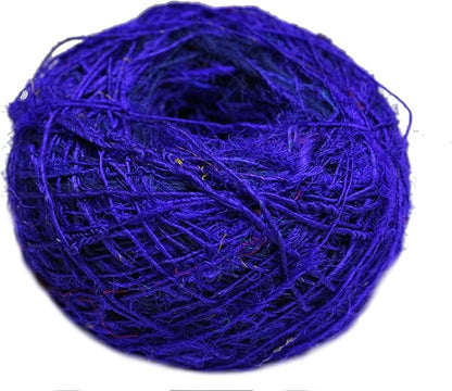 Knitsilk Premium Recycled Sari Silk Yarn – Royal blue Color (100 Grams)