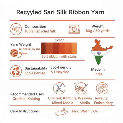 Knitsilk Recycled Sari Silk Ribbon Yarn — Super Bulky Rust (50g / 30 yd)