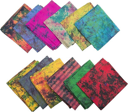 Knitsilk Women's Recycled Pure Silk Abstract Print Scarf Set (Multicolor, 36 inches x 36 inches, Pack of 12)