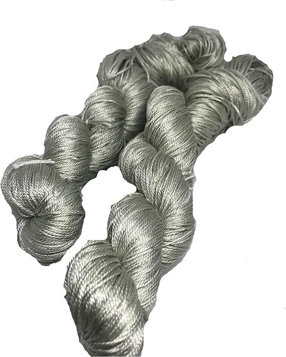 Knitsilk 3 Ply 100% Mulberry Silk Lace Weight Yarn – Silver surfer (50g / 260 Yards)