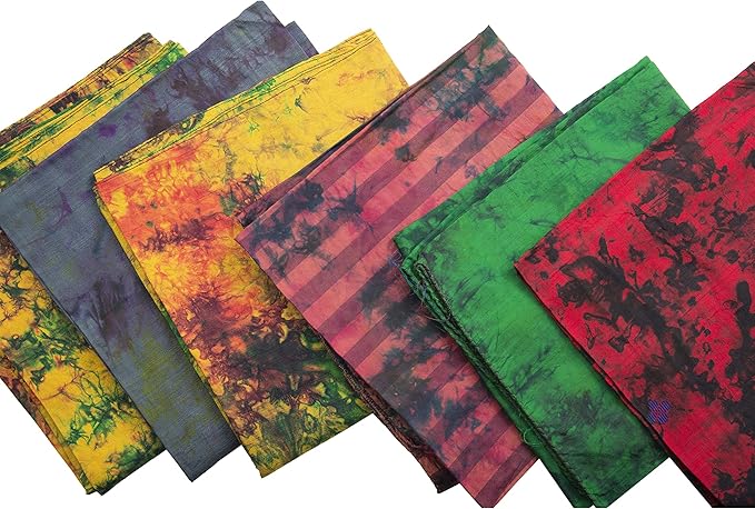Knitsilk Women's Recycled Pure Silk Abstract Print Scarf Set (Multicolor, 36 inches x 36 inches, Pack of 12)