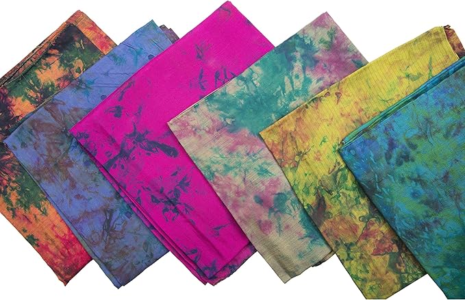 Knitsilk Women's Recycled Pure Silk Abstract Print Scarf Set (Multicolor, 36 inches x 36 inches, Pack of 12)