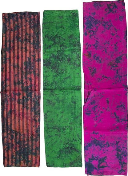 Knitsilk Women's Recycled Pure Silk Abstract Print Scarf Set (Multicolor, 36 inches x 36 inches, Pack of 12)