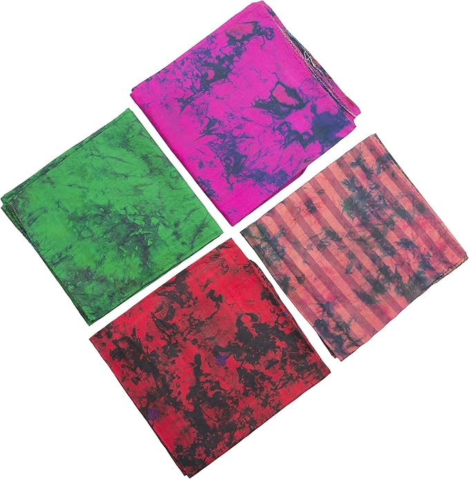 Knitsilk Women's Recycled Pure Silk Abstract Print Scarf Set (Multicolor, 36 inches x 36 inches, Pack of 12)