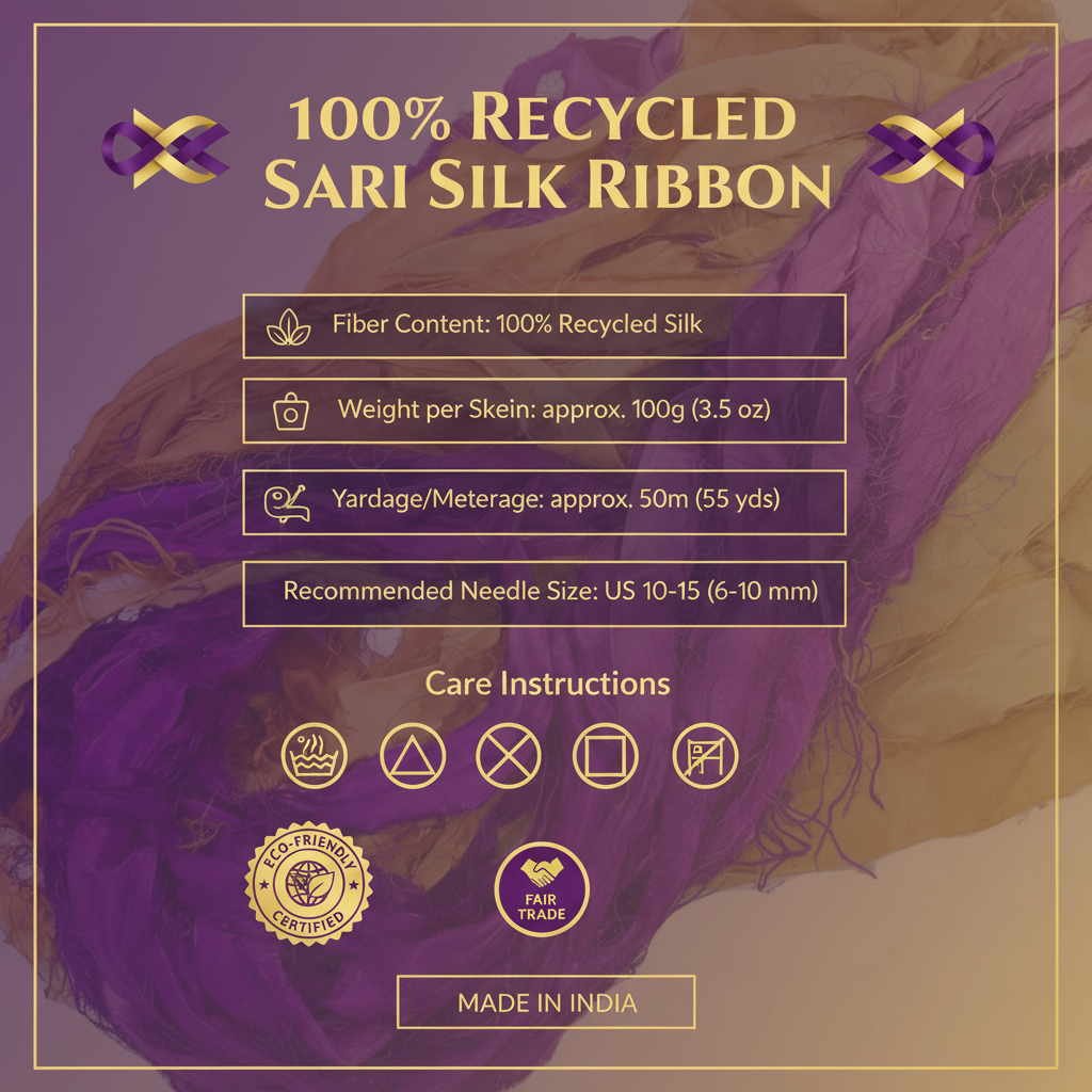 Knitsilk Super Bulky Recycled Sari Silk Ribbon Yarn | 50 GMS-25+ Yards |Radiance
