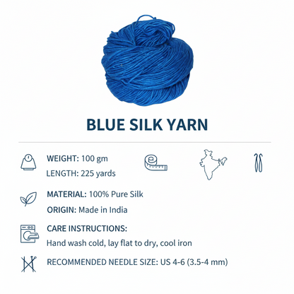 Knitsilk Top Yarn – Mulberry Silk Roving Yarn in Shades of Deep bl