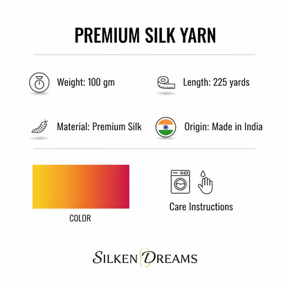Knitsilk Silk Roving Worsted Yarn 100% Recycled & Hand-Dyed |100 gm,225 Yards | London