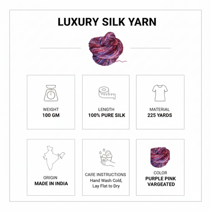 Knitsilk Silk Roving Worsted Yarn 100% Recycled & Hand-Dyed |100 gm,225 Yards |Toronto