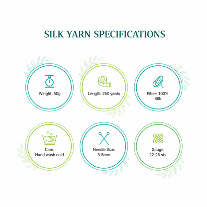 Knitsilk 3 Ply 100% Mulberry Silk Lace Weight Yarn –Green(50g / 260 Yards)