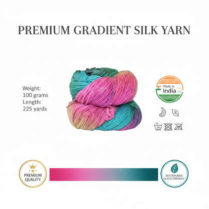 Knitsilk Silk Roving Worsted Yarn 100% Recycled & Hand-Dyed |100 gm,225 Yards | Agra