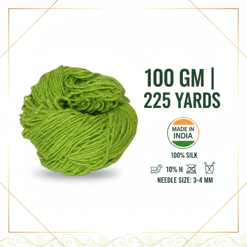 Knitsilk Top Yarn – Mulberry Silk Roving Yarn in Shades of Lime gre