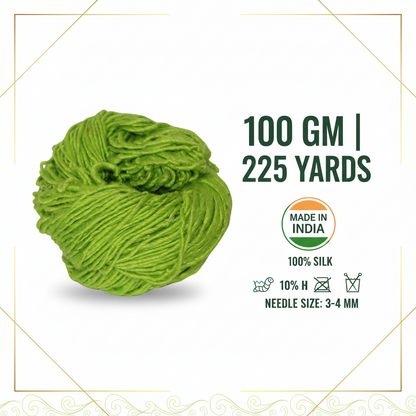 Knitsilk Top Yarn – Mulberry Silk Roving Yarn in Shades of Lime gre