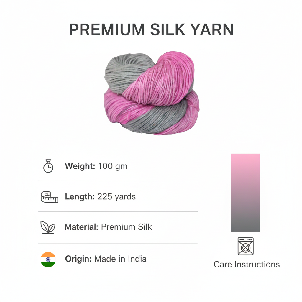 Knitsilk Silk Roving Worsted Yarn 100% Recycled & Hand-Dyed |100 gm,225 Yards | Denver