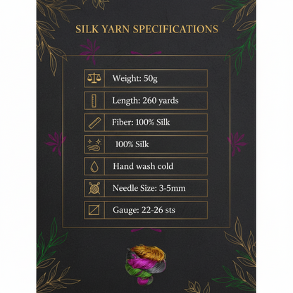 Knitsilk 3 Ply 100% Mulberry Silk Lace Weight Yarn –Green and Purple(50g / 260 Yards)