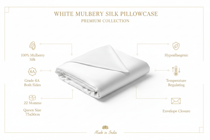 Specs Infographic – White Silk Pillowcase