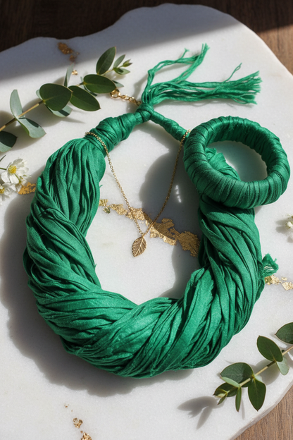 Knitsilk Recycled Sari Silk Ribbon Yarn — Super Bulky Green(50g / 30 yd)