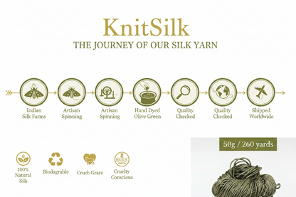 Knitsilk 3 Ply 100% Mulberry Silk Lace Weight Yarn – Olive(50g / 260 Yard