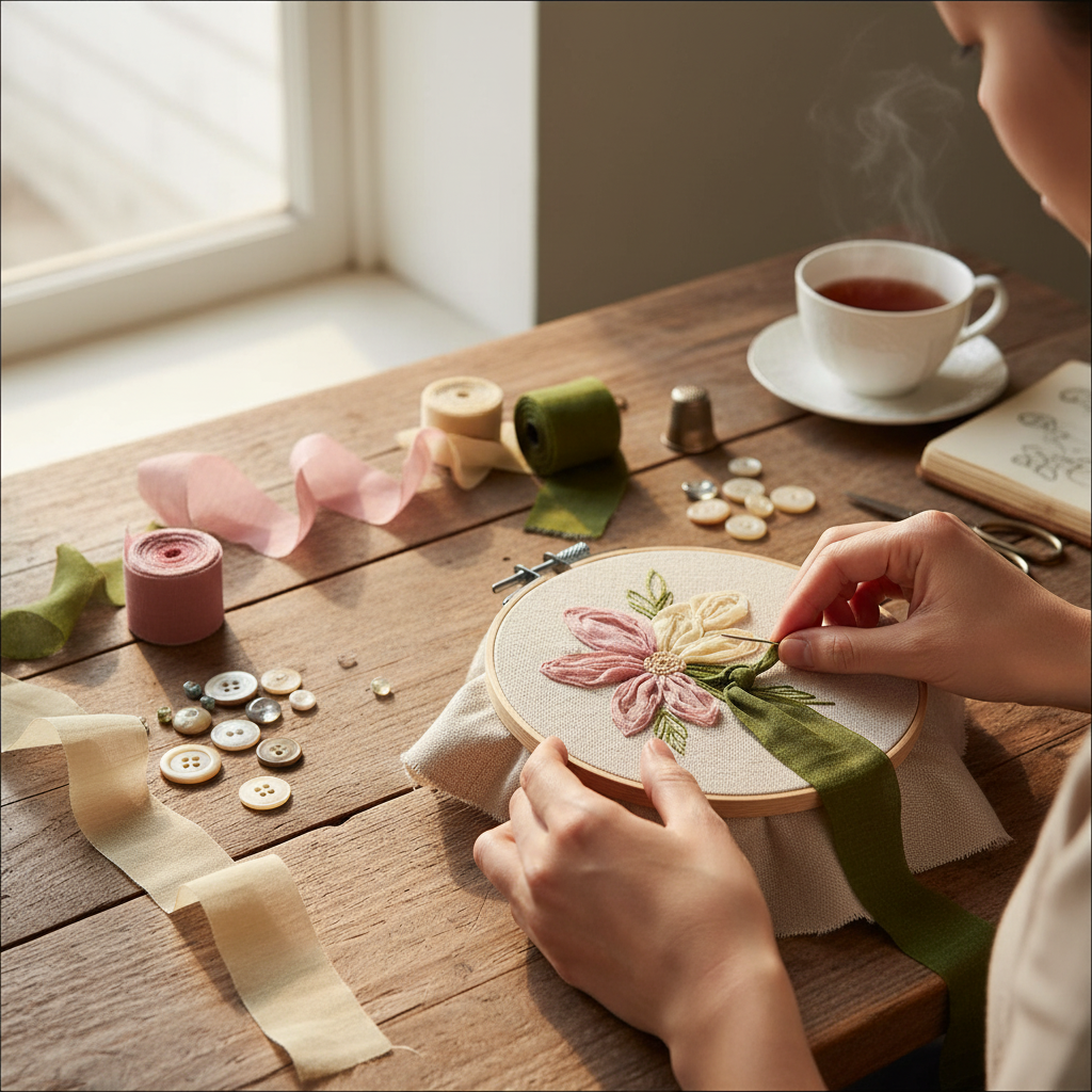 Knitsilk Luxurious Dupioni Satin Ribbon (1.5 "x 7yds x 3count),Green and Cream  Ribbon Set for Gift Wrapping, Decorating Bouquet Wrap and Crafts