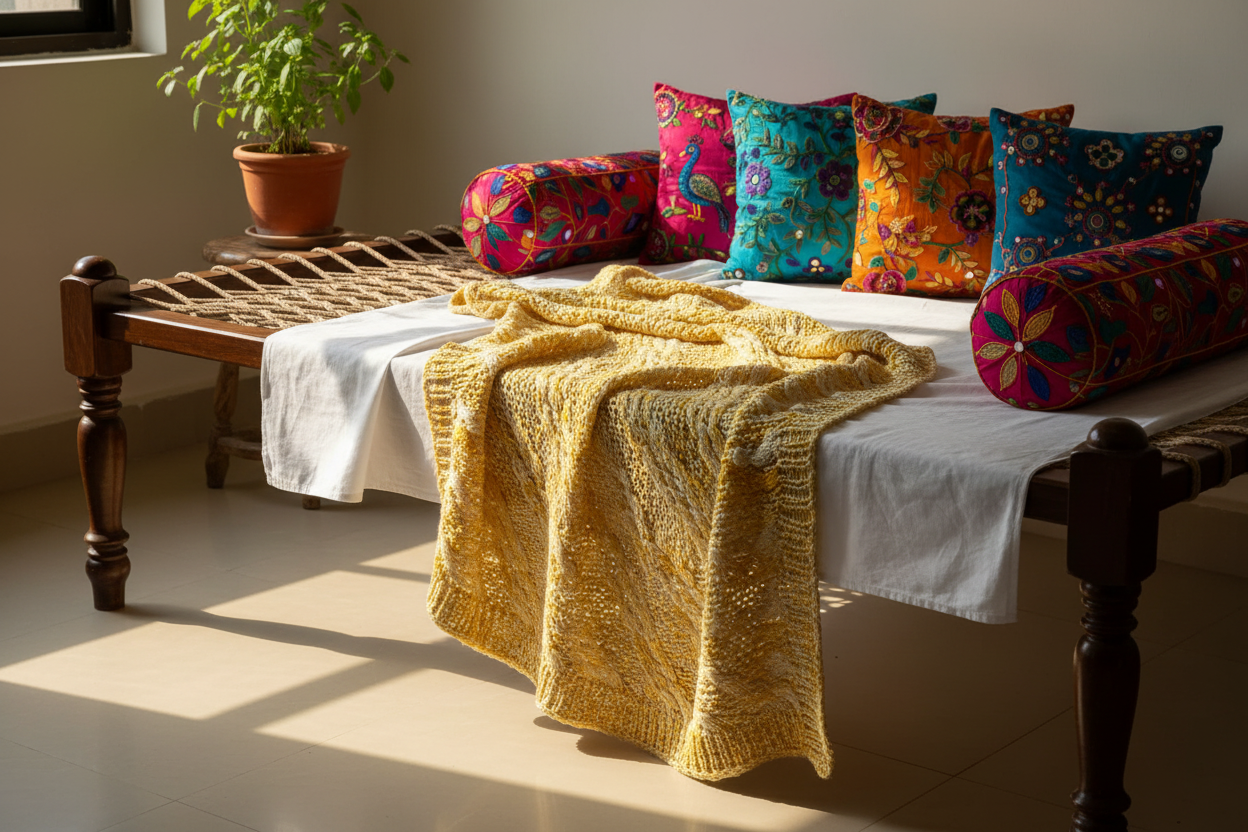 Knitsilk Recycled Shibori Sari Silk Ribbon Yarn-Yellow | Best for Crochet, Knitting, and Embroidery |50 GMS-30 Yards