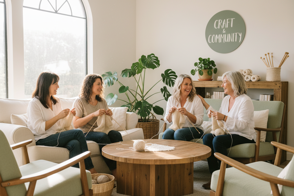 Women Knitting with Eri Silk Yarn