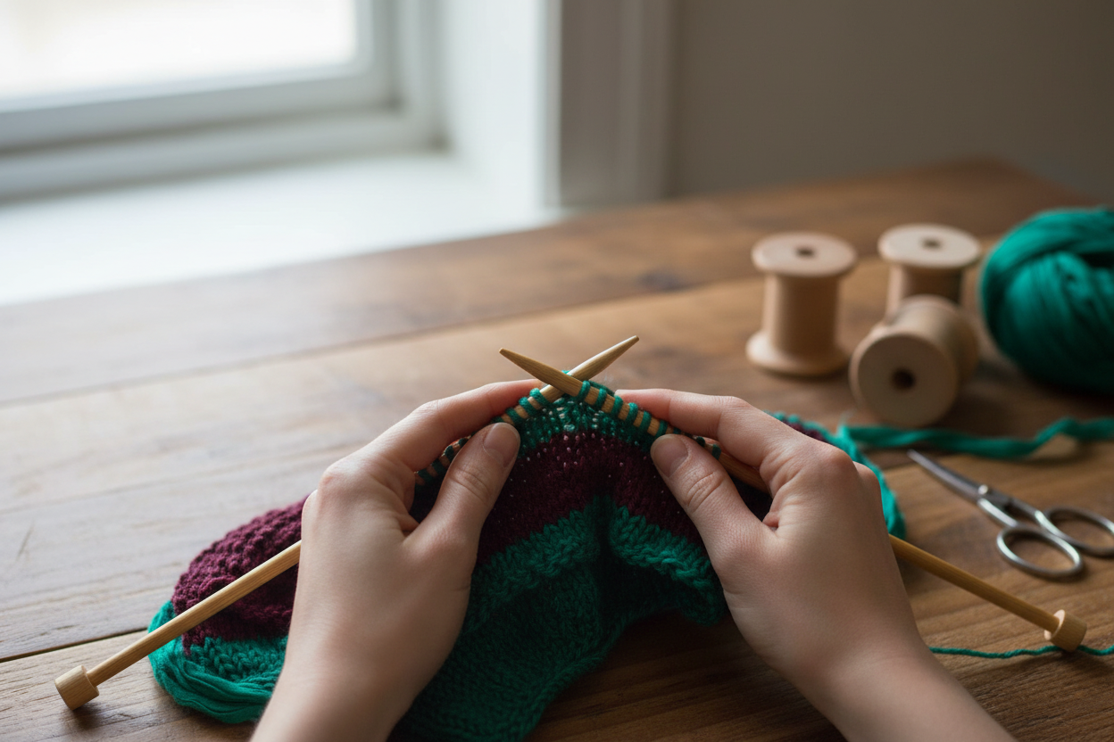 Knitsilk Super Bulky Hand Dyed Soft Sari Silk & Chiffon Ribbon Yarn, Brown and Green
