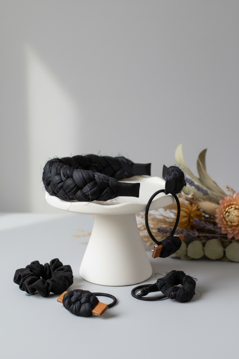 Knitsilk Recycled Sari Silk Ribbon Yarn — Super Bulky Black(50g / 30 yd)