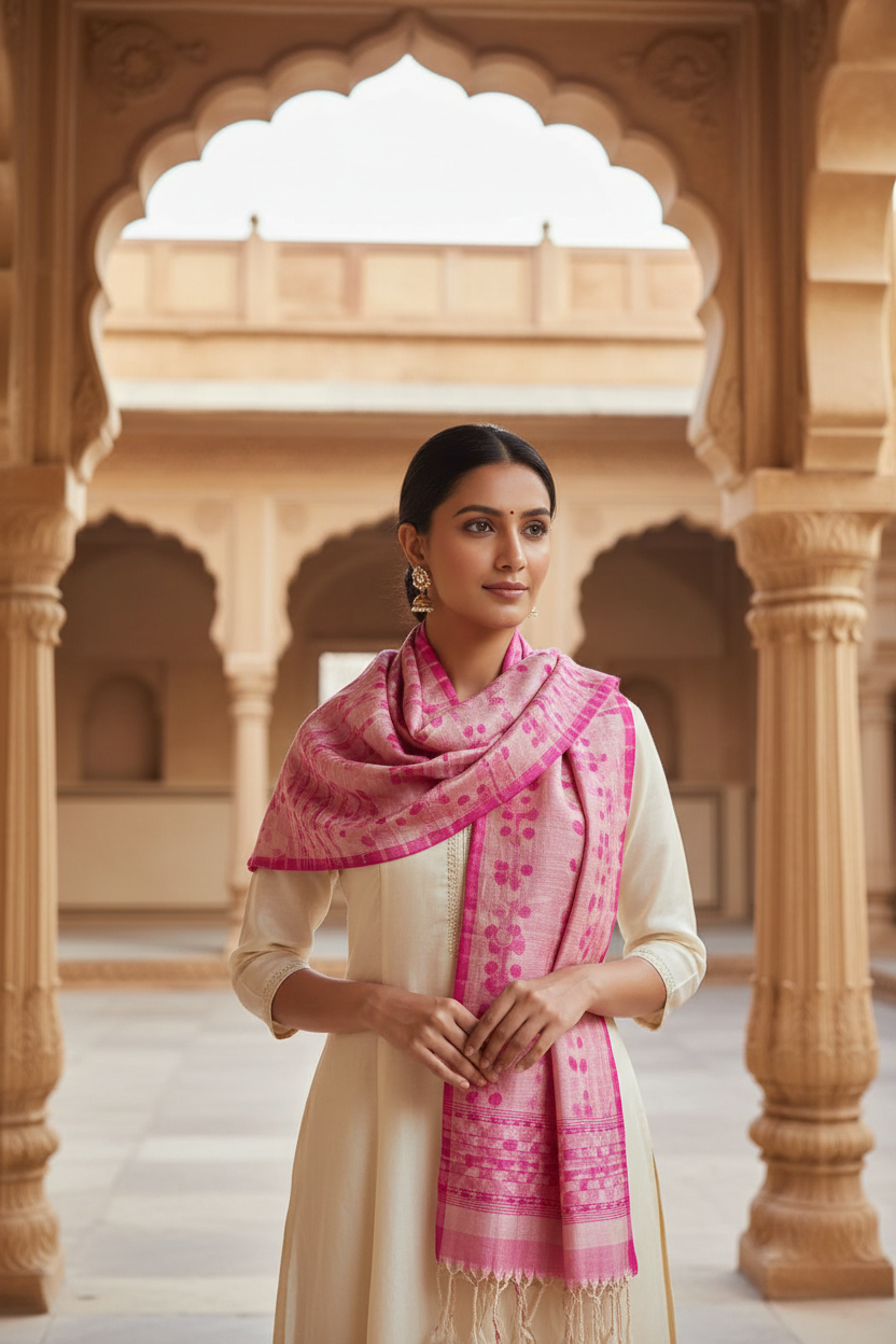 Knitsilk Recycled Shibori Sari Silk Ribbon Yarn-Light pink| Best for Crochet, Knitting, and Embroidery |50 GMS-30 Yards