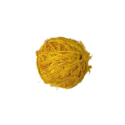 Knitsilk Recycled Sari Silk Yarn – Yellow Colour | 85 Yards | 100g | Eco-Friendly Handspun Fiber for Knitting, Crochet & Weaving