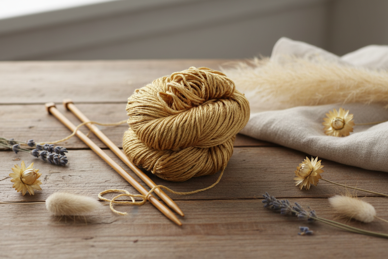 Knitsilk 3 Ply 100% Mulberry Silk Lace Weight Yarn –Golden mustard(50g / 260 Yards)