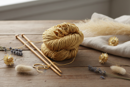 Knitsilk 3 Ply 100% Mulberry Silk Lace Weight Yarn –Golden mustard(50g / 260 Yards)