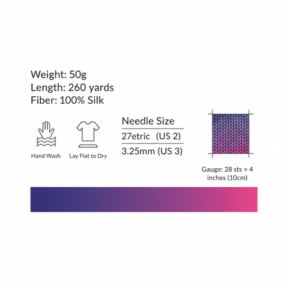 Knitsilk 3 Ply 100% Mulberry Silk Lace Weight Yarn –Pink and Majenta(50g / 260 Yards)