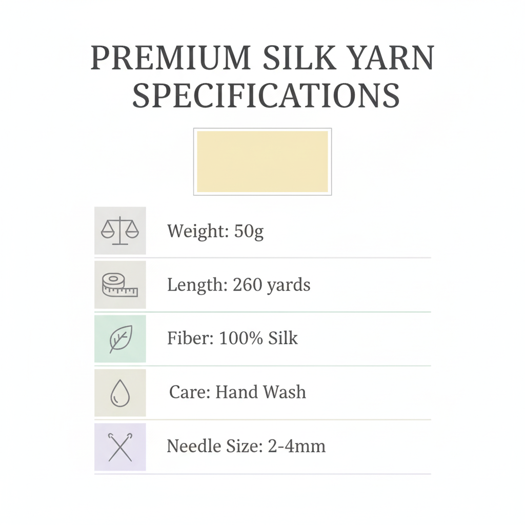 Knitsilk 3 Ply 100% Mulberry Silk Lace Weight Yarn –Pastel Yellow(50g / 260 Yards)