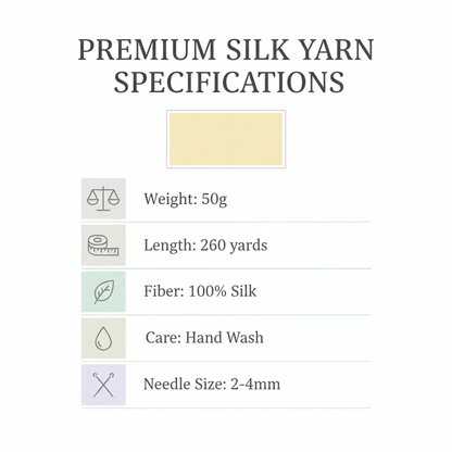 Knitsilk 3 Ply 100% Mulberry Silk Lace Weight Yarn –Pastel Yellow(50g / 260 Yards)