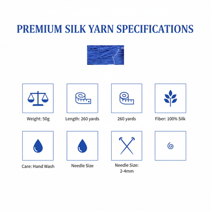 Knitsilk 3 Ply 100% Mulberry Silk Lace Weight Yarn – Royal Blue(50g / 260 Yards)