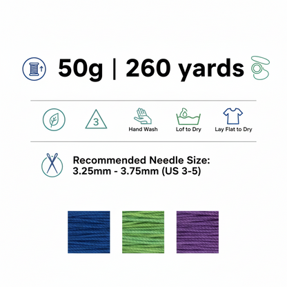 Knitsilk 3 Ply 100% Mulberry Silk Lace Weight Yarn –Plumbago(50g / 260 Yards)